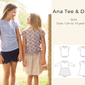 Ana Tee & Dress PDF sewing pattern: girls English