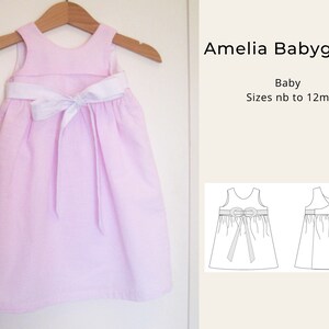 Amelia Babygown PDF sewing pattern: baby girls boys English