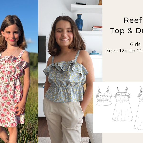Reef Top & Dress PDF sewing pattern: girls English