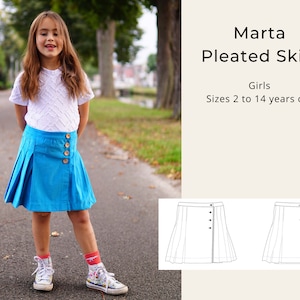 Marta pleated skirt PDF sewing pattern: school skirt girls English