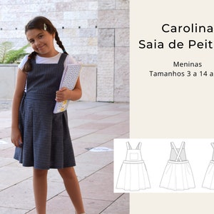 Carolina Saia de Peitilho (molde costura pdf) Português: menina