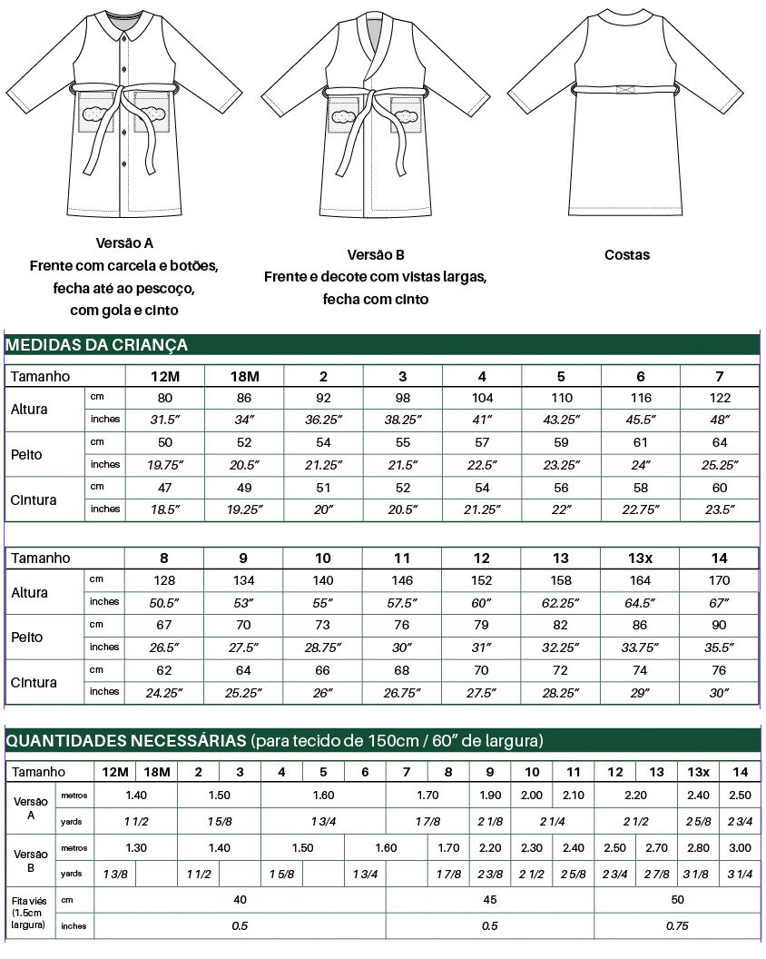 Robe Miguel molde Costura Pdf Português: Menino Menina 