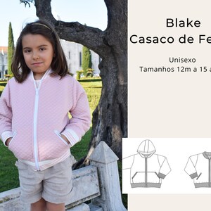 Blake casaco com fecho (molde costura pdf) Português: menino menina