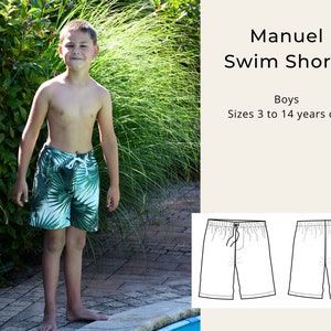 Manuel Swim Shorts PDF sewing pattern: boys English