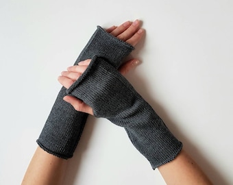 Knit fingerless gloves, Arm warmers for men, wool fingerless gloves