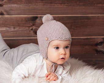 Personalisierte Babymütze Stricken Neugeborenen Hut Merino Wollmütze