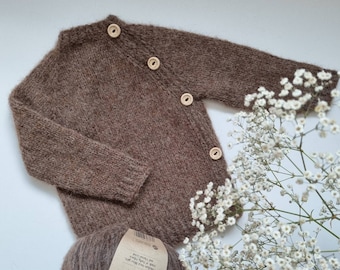 Wool baby sweaters, Unisex baby cardigan, Brown baby cardigan, Alpaca baby sweater, Hand knit cardigan Gray baby sweater