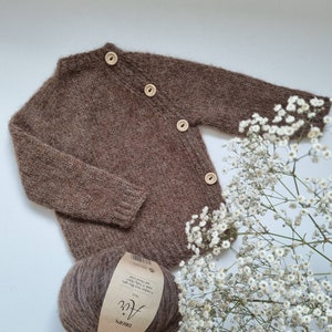 Wool baby sweaters, Unisex baby cardigan, Brown baby cardigan, Alpaca baby sweater, Hand knit cardigan Gray baby sweater