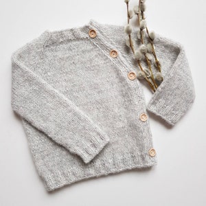 Knit baby cardigan Alpaca baby sweater Knit cardigan babies Gray baby sweater