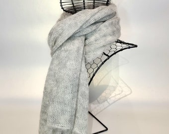 専用argue MOHAIR WOOL BIG STOLE シグネットシルバー Extra Long Knit Mohair Scarf: Lightweight Silk Shawl Bridal Wrap
