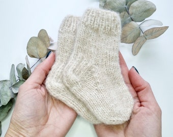 Chaussettes bébé en tricot d'alpaga Chaussettes bébé douces Chaussettes bébé en laine