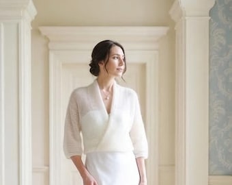 Suéter de novia de mohair, chal bolero de novia de mohair y seda, bolero de mohair para bodas, cárdigan de punto para bodas, cárdigan de novia