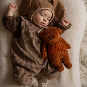 Gift for baby MOONIE BEAR ORIGINAL humming bear with lamp, Baby sleep aid Bedtime bear, Organic humming bear Brown teddy bear image 2