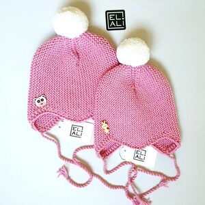 Bonnet bébé personnalisé Bonnet nouveau-né en tricot Bonnet en laine mérinos Rose