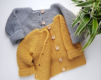 Baby cardigan Knit newborn sweater Wool and cotton jacket for babies Baby wool sweater