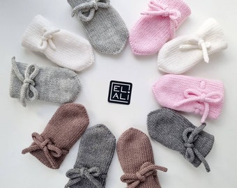 Mittens for babies, Knit infant mittens, Merino newborn mittens, Thumbless mittens, Infant wool mittens