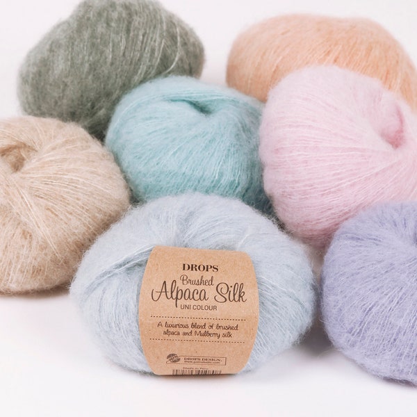 Brushed alpaca silk Drops yarn Alpaca yarn Knitting yarn Silk yarn 25 g Best price knitting yarn