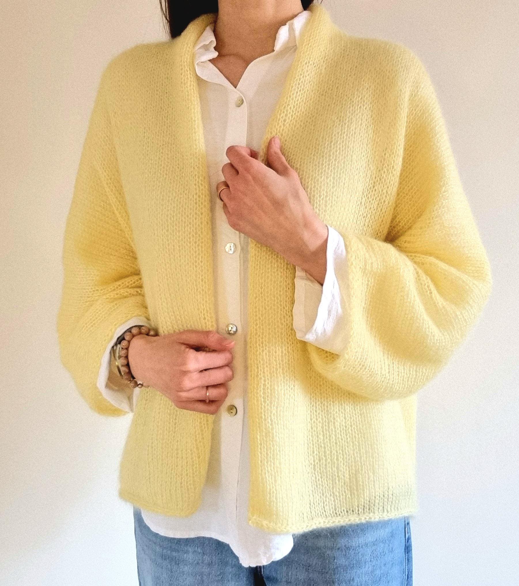 Butter Yellow Mohair Cardigan - Etsy Butter Yellow Mohair Cardigan - Etsy