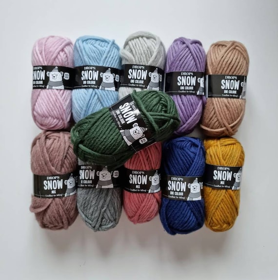 Drops Snow Bulky Yarn Wool Yarn for Knitting Feltable Wool Yarn