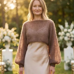 Shrug bolero, Bridal bolero, cropped sweater mohair and silk, bridal cover up, bridal shrug, Knitted bolero, bridal cardigan, brautjacke