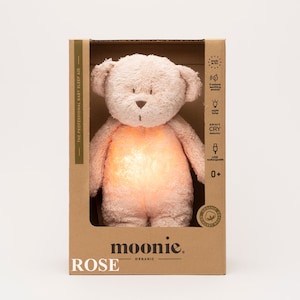 Gift for baby MOONIE BEAR ORIGINAL humming bear with lamp, Baby sleep aid Bedtime bear, Organic humming bear Brown teddy bear image 4