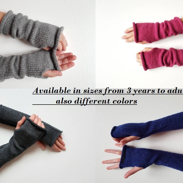 Knit fingerless gloves Girl fingerless mittens Kids arm warmers Toddler arm warmers