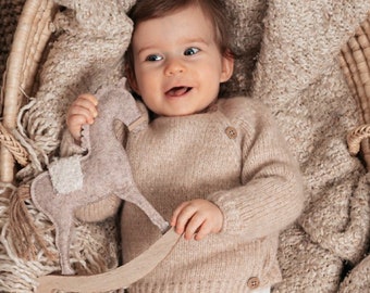 Newborn sweater Knit baby cardigan with side buttons Alpaca baby sweater Knit cardigan babies