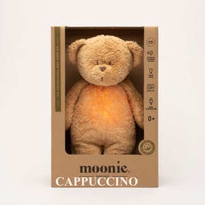 Moonie organic humming bear Baby gift Bedtime bear Brown teddy bear Baby first bear with lamp Gift for baby Cappuchino