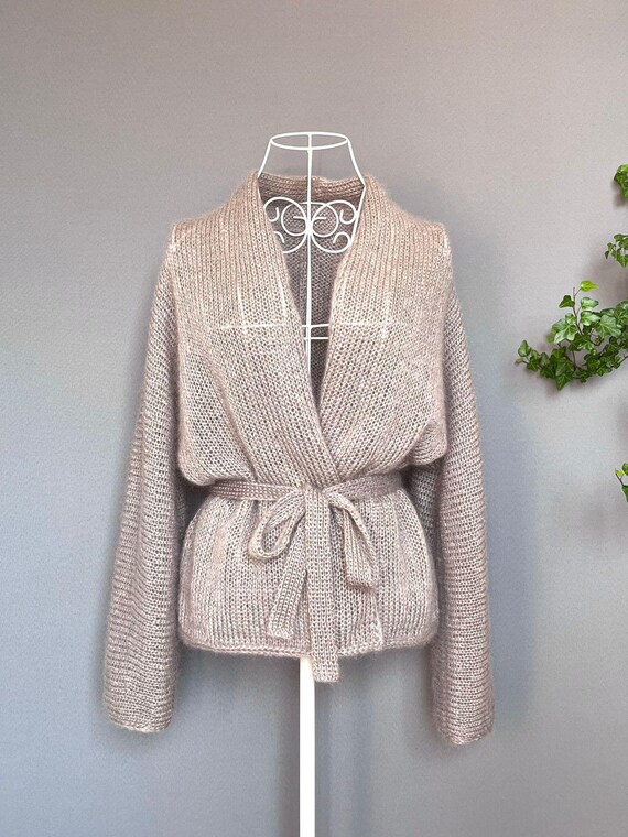 Mohair-Strickjacke, Mohair-Jacke aus Mohair und Seide, Strickjacke