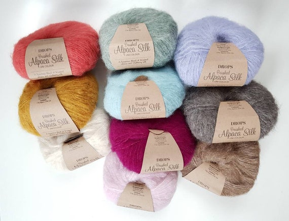 Alpaca Yarn Knitting Yarn Alpaca Silk Yarn From Drops Knitting Etsy
