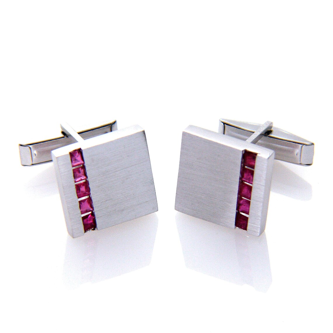 Ruby Cufflink Solid Sterling Silver Cufflink Natural Ruby Etsy
