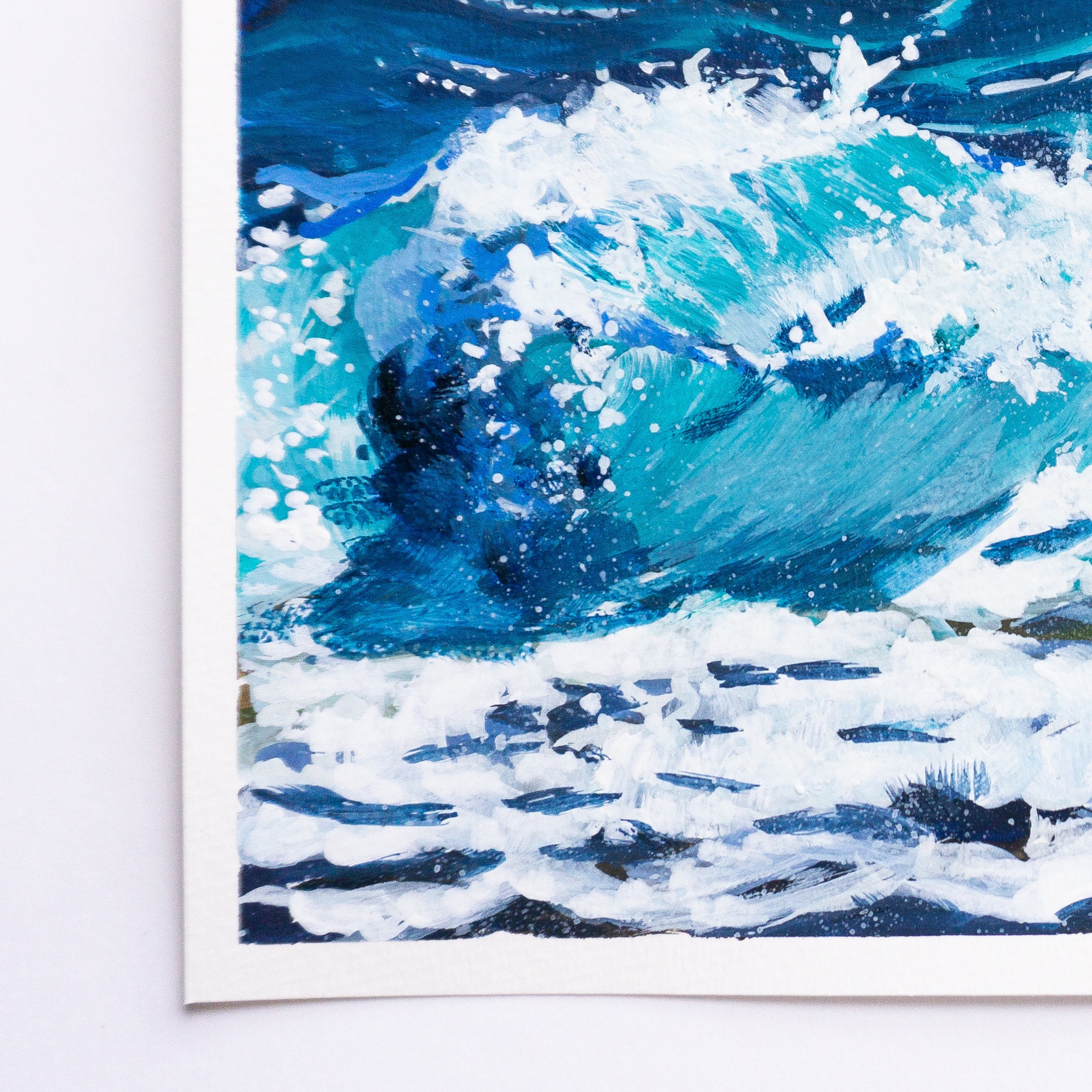 Original Gouache Painting Waves Ocean Painting Etsy