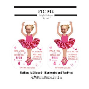 Scrunchie Ballerina Birthday Invitation, Scrunchie Birthday, Printable Ballerina Birthday Invitation, Custom Photo TuTu Birthday Card