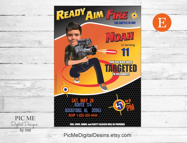 Gun Birthday Party Invitation Gun Party Invitation Gun Etsy