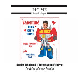 Transformer Robot Valentine, Robot Valentine, School Valentine, Custom