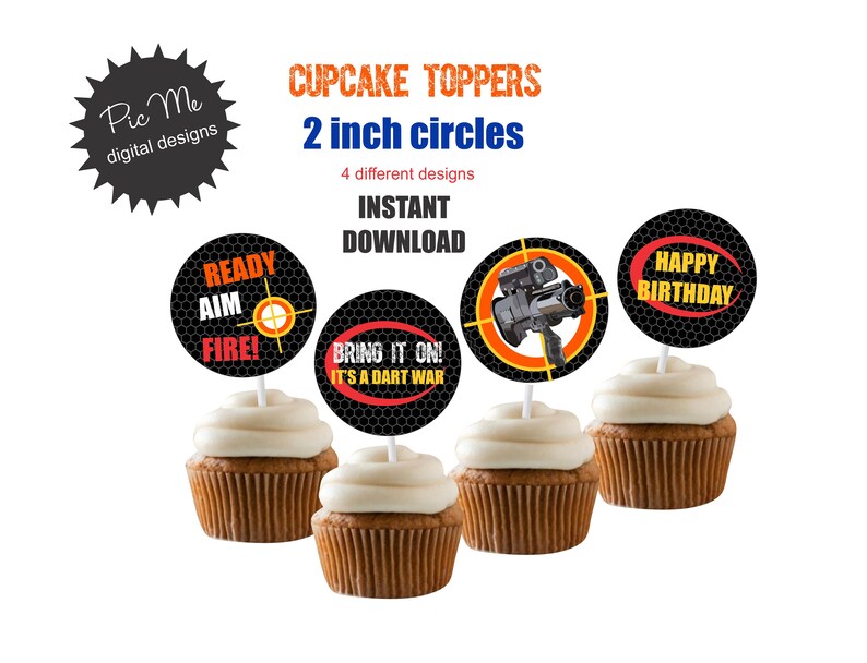 Nerf Gun Party Cupcake Toppers Nerf Gun Party Cupcake Toppers