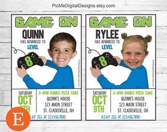 For Boy or Girl-Game On Birthday Invitation, Level Up Birthday Card, Video Game Controller Party Invitation