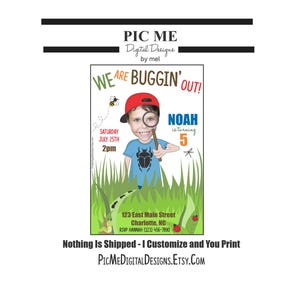 Insect Birthday Invite, Insect Bug Hunt Birthday, Bug Birthday, Invitations, Custom Photo Bug Birthday Invitation, Printable Invitations