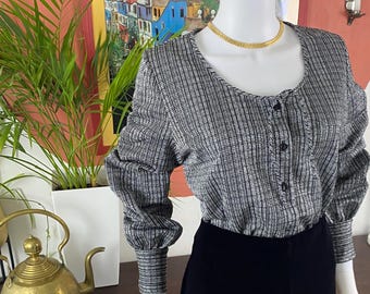 1970s Metallic Blouse – Glam Sparkly Special Event Occasionwear, Size 10-12 Vintage Eveningwear