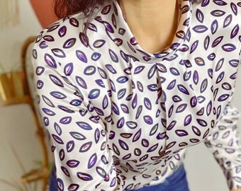 Vintage 90s formal blouse, size 12, stunning rear buttoned vintage blouse, 1990s, medium fit
