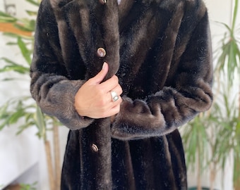 Faux Fur Coat Dark Brown Fake Fur Jacket Vegan Vintage 70s 80s Bohemian Jacket Boho Furry Glam Rock Fuzzy Bohemian Winter Medium Faux Fur Coat Dark Brown Fake Fur Jacket Vegan Vintage 70s 80s Bohemian Jacket Boho Furry Glam Rock Fuzzy Bohemian Winter Medium