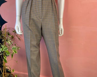 Pantaloni a quadri vintage Daks degli anni '90, taglia UK8, modello Heritage, eleganti pantaloni dritti da donna in stile gentiluomo.