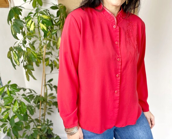 blusa roja de vestir