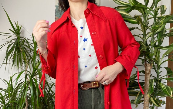 Red Vintage Trench Coat, UK10, Red Trench, Vintage