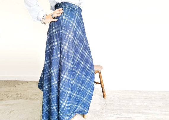 Maxi Skirt, UK10, 70s, Floor Length Skirt, Blue Ma