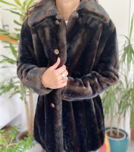 Faux Fur Coat, UK12, Fur Coat, Vintage Clothing, V
