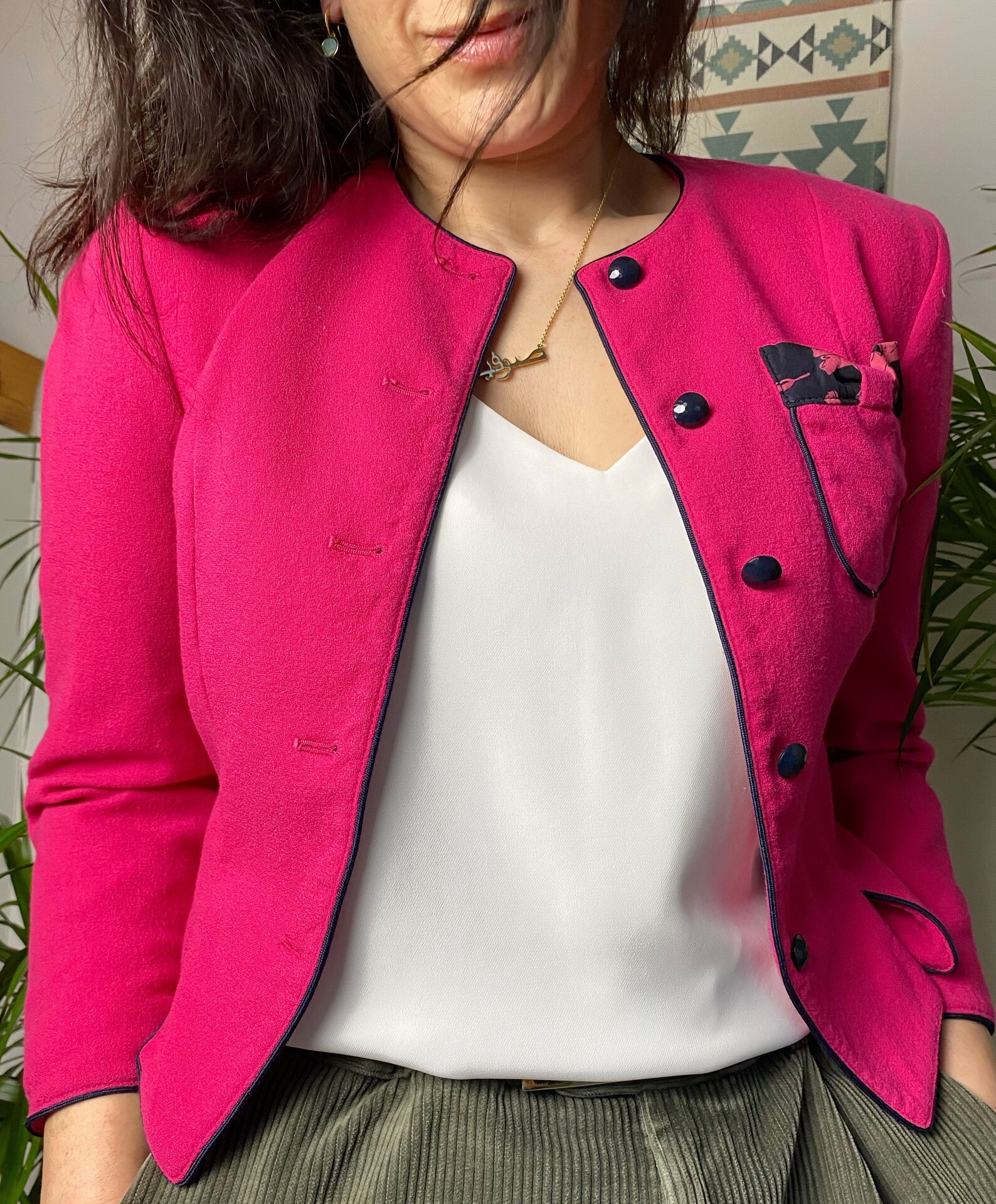 UK 10 Pink Women's Jacket Bright Pink Jacket Pin Up Etsy