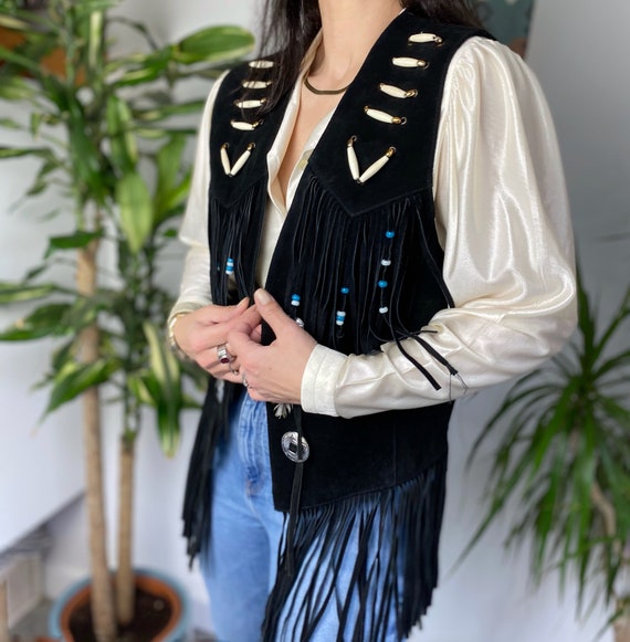 Fringed Suede Waistcoat, Fringed Vest, Suede Vest,