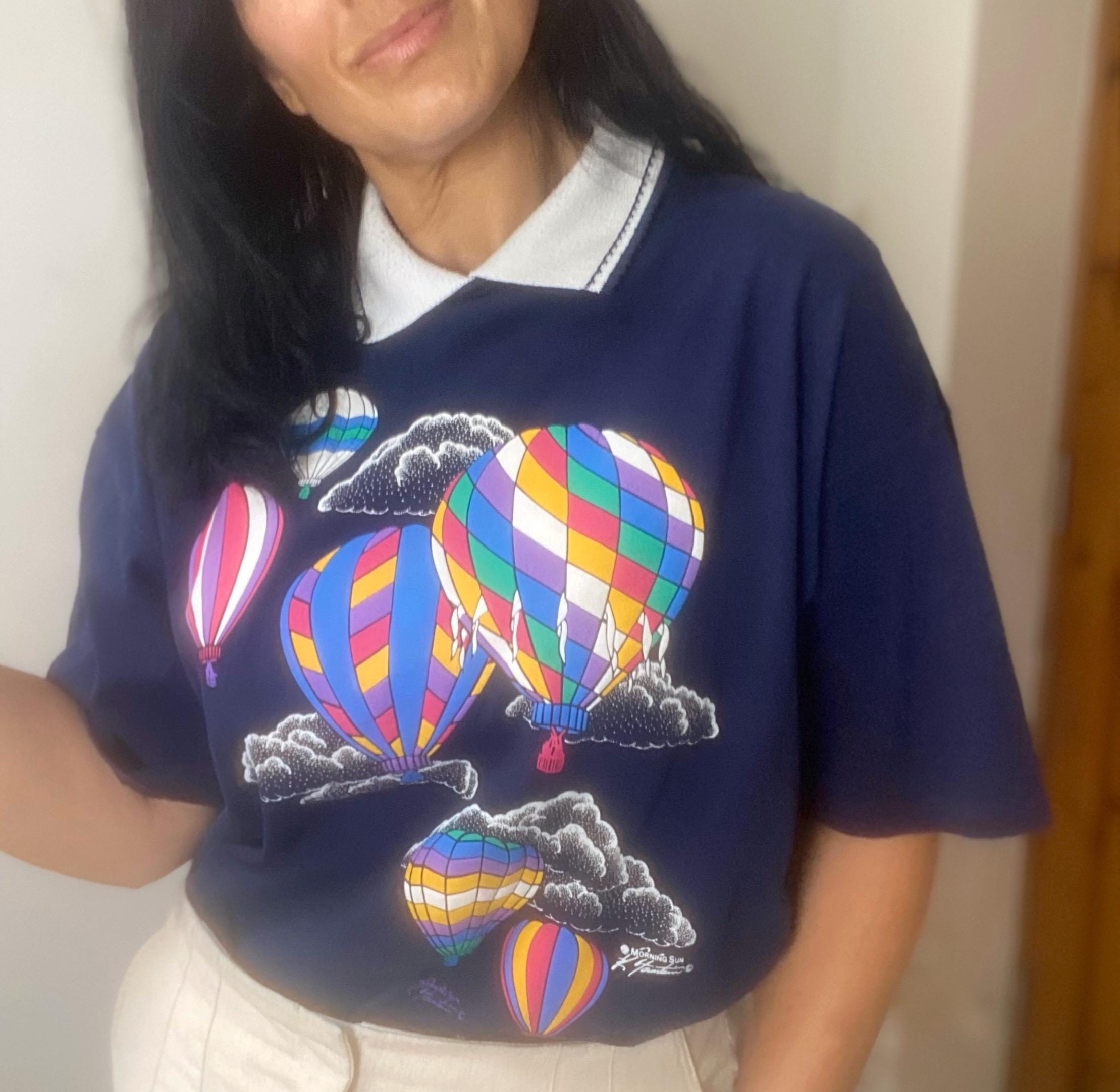 【U LAN】Hairy collar balloon flight Jumper Air Balloon Collared Jumper, M-l, Cotton Retro Colourful