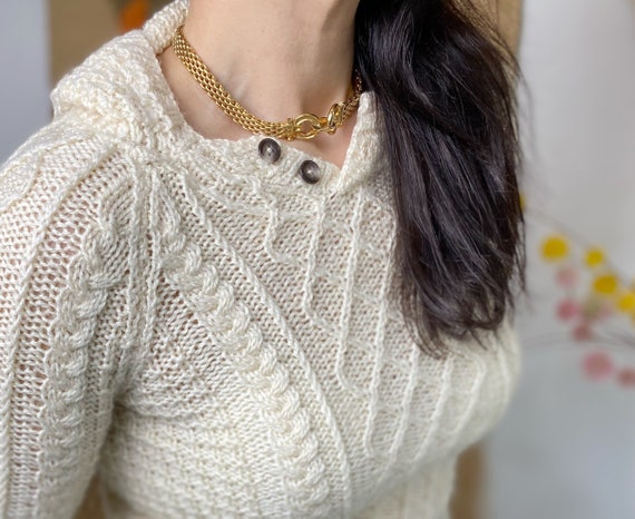 XS Cream Knitted Hoodie Cream Knit 
